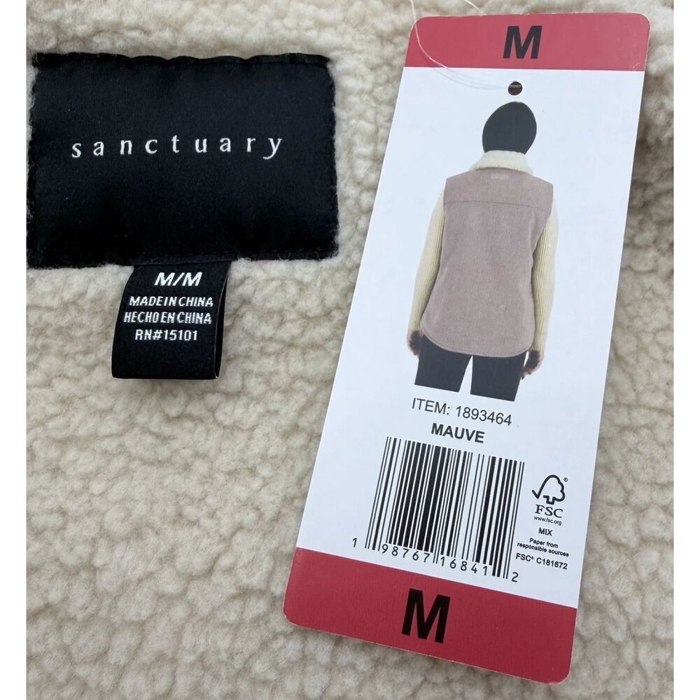 Sanctuary Sleeveless Vest Women's M Sherpa Soft Warm Cozy Mauve (NWT) - Picture 12 of 12